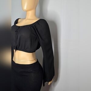 Tobi Women Black Crop Top Size M
